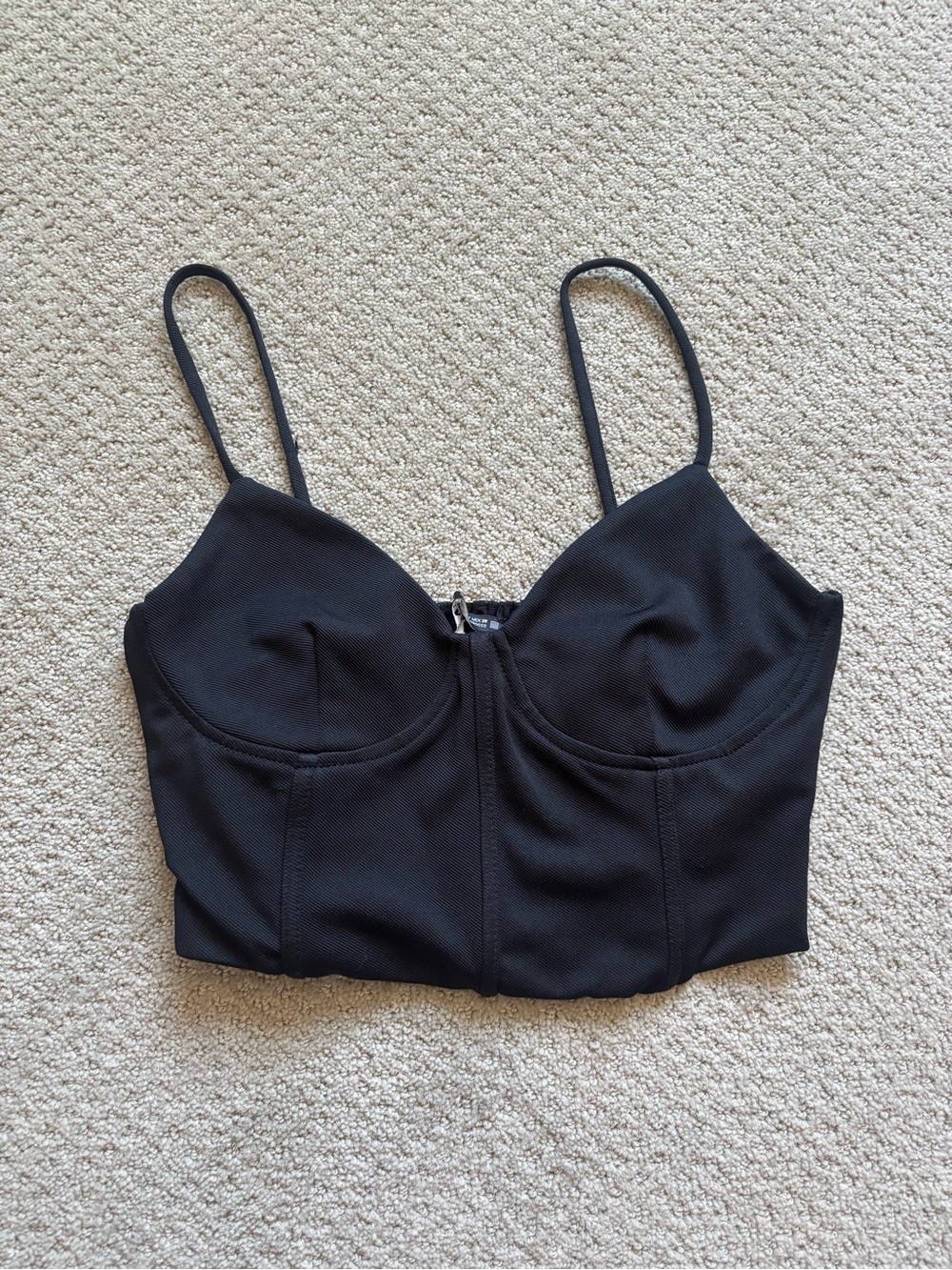 Zara Black Smocked Crop Top with Elastic Detail